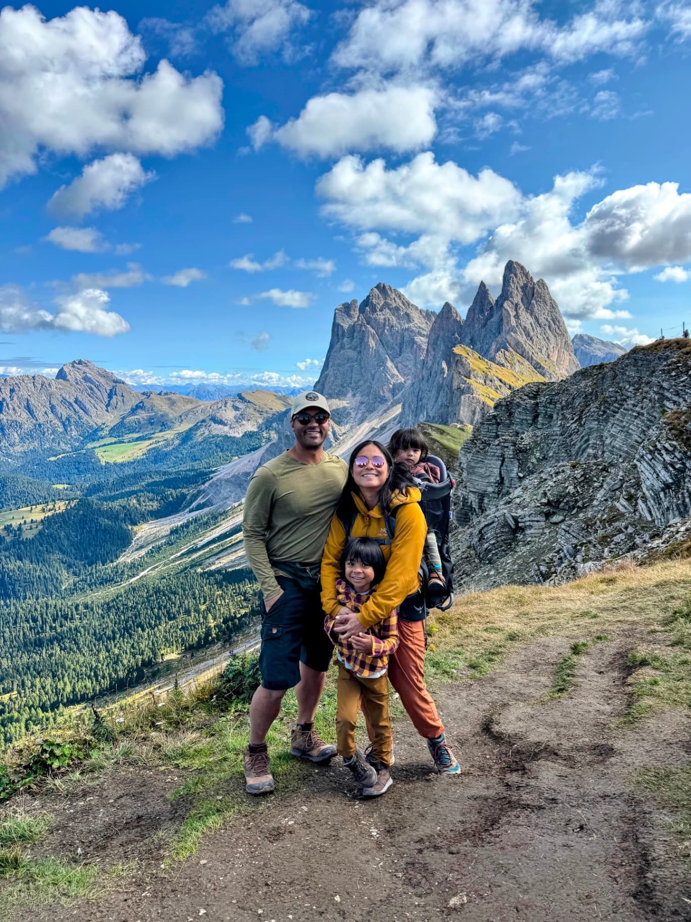 Ayaka and family on a mountain trail