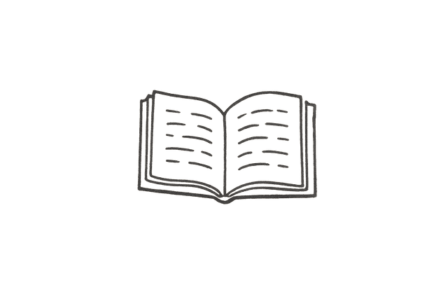 Hand-drawn open book illustration