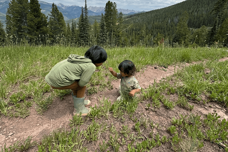 Children noticing details in nature